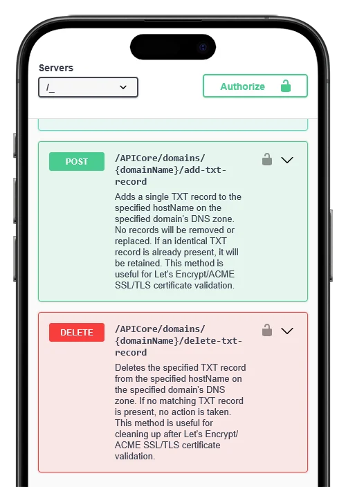 Mobile view of SSL provisioning